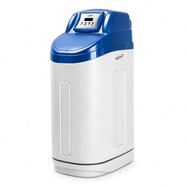 Suavizador de agua EcoSmart ECS24 de gabinete, gris con tapa azul