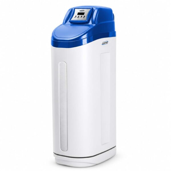 Suavizador de agua EcoSmart ECS39 de gabinete para casa, gris con tapa azul